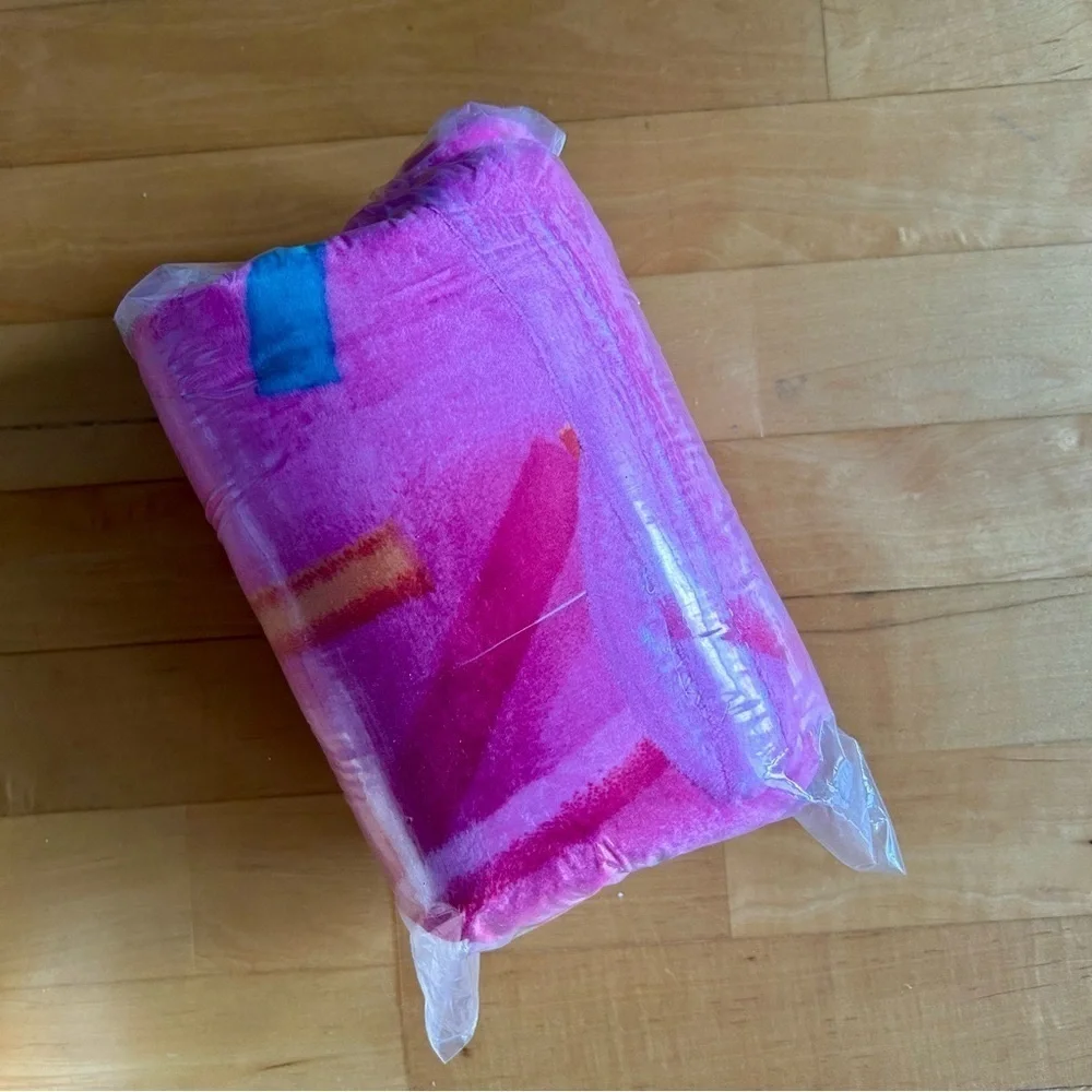 Giant Donut Throw Blanket, Double Sided, Pink, White, 71 inches